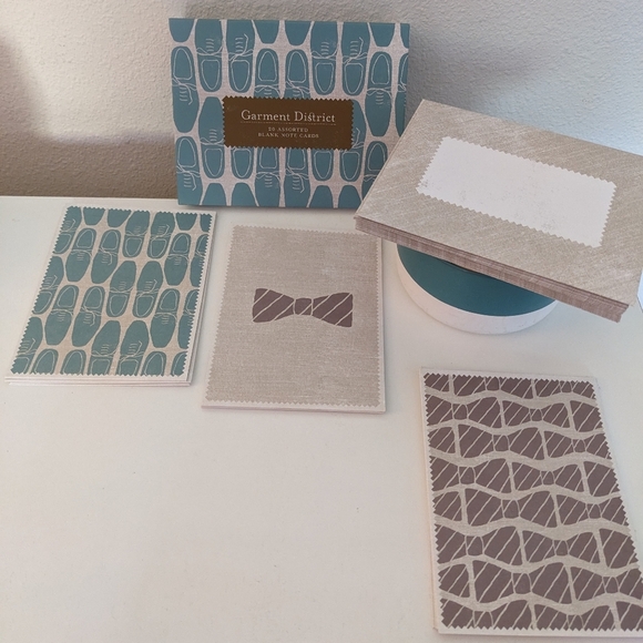 Note Cards blank set Gentleman bowtie wingtip thank you stationary set of 13 - Picture 1 of 2